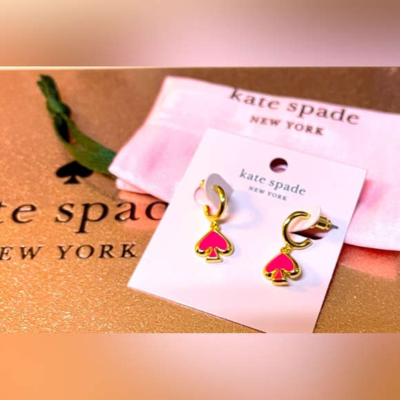 New w/Tags Kate Spade Pink Spade dangle Earrings - Picture 8 of 8